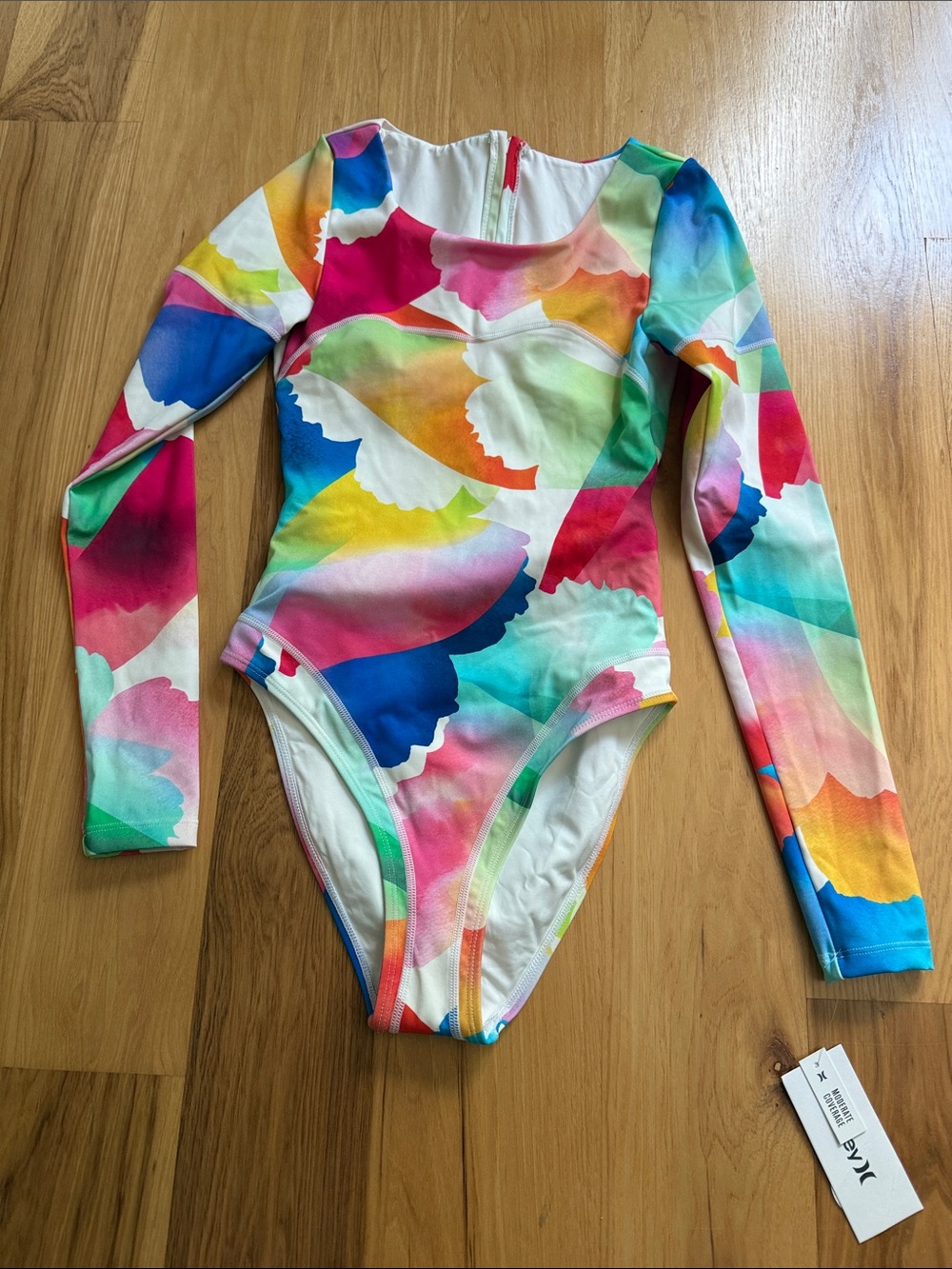 Hurley Colorful Watercolor Long Sleeve swim suit